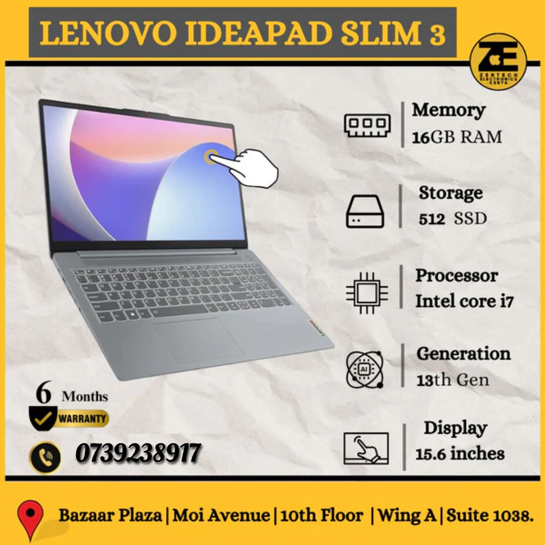 Lenovo IdeaPad Slim 3 laptop with a 15.6-inch display, showing the keyboard and screen.